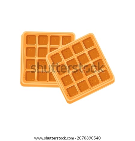 Square waffle icon. Fresh pastries for breakfast or a snack for tea and coffee. Vector flat illustration