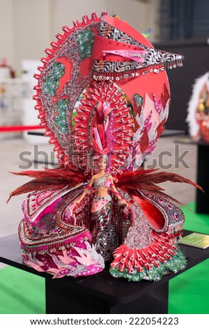 CANARY ISLANDS -27 SEPTEMBER: Barbie doll with carnival costume from Carnival Fashion World in Las Palmas September 27, 2014 in Canary Islands, Spain