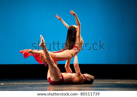 CANARY ISLANDS - 5 JULY: Xiaochuan Xie and Tadej Brdnik from Martha Graham Dance Company, performing onstage during 15 th Festival of Theater, Music and Dance July 5, 2011 in Canary Islands, Spain