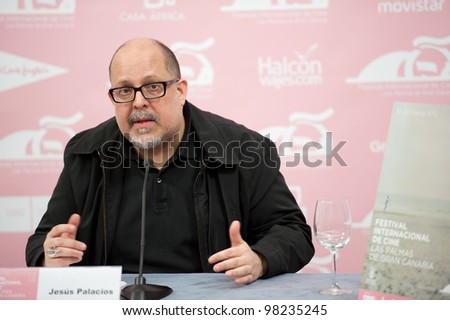 LAS PALMAS, SPAIN - MARCH 22: Writer Jesus Palacios, from Madrid, also know for his film criticism, during press meeting at LPA International Film Festival on March 22, 2012 in Las Palmas, Spain