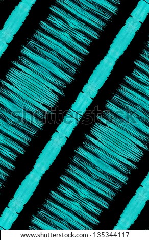 Abstract with vivid turquoise and black textured pattern.
