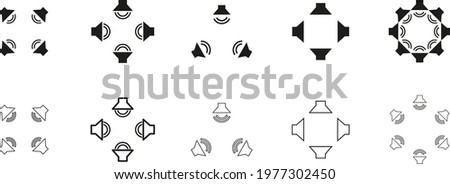 Surround sound symbols icon, vector illustration