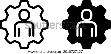 Person with cog icon, facilitation icon, vector illustration