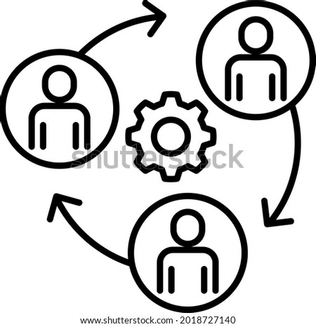 Person with cog icon, facilitation icon, vector illustration