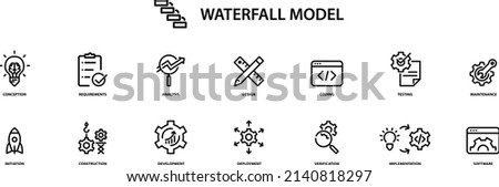 Waterfall - business model icon , vector