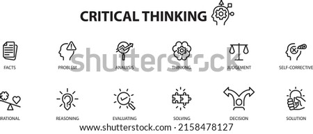 Critical thinking icons set , vector illustration