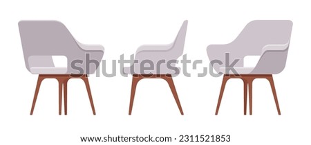 Side furniture reception chair, dining lounge seat set. Cafe indoor or outdoor use, kitchen, guest room modern decor. Vector flat style cartoon home, office piece isolated on white background