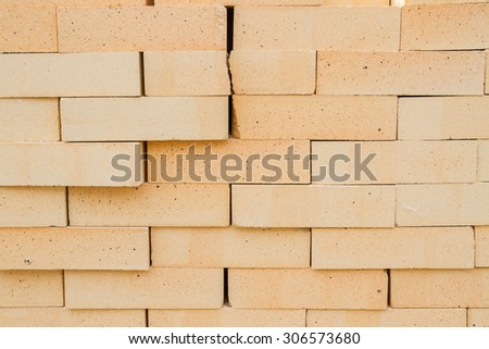 Bricks stacked in a warehouse building base