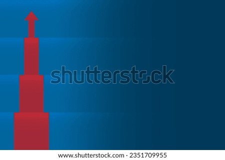 The red arrow moves horizontally up the ladder of success. Financial growth, investment, income growth graph, sales concept, profit increase, financial report graph. Banner, vector.