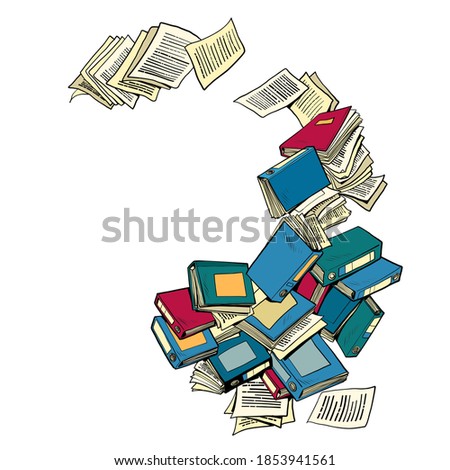 Books. Library or bookstore concept. Study and education. Pop art retro illustration kitsch vintage 50s 60s style