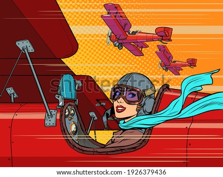 female retro pilot. aviation and piloting. Pop art retro vector illustration vintage kitsch 50s 60s style