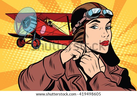 Girl retro military pilot