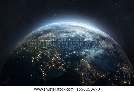 Earth at he night. Abstract wallpaper. City lights on planet. Civilization. Elements of this image furnished by NASA Imagine de stoc © 