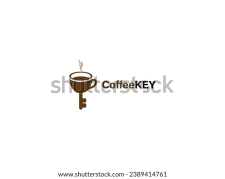 coffee with key design logo design, coffee key illustration design, coffee key logo design, modern coffee shop logo