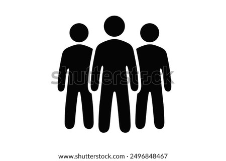 Black icon, three people standing in a row, population icon Icon for work