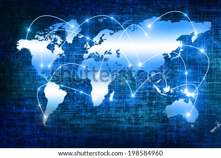 World map on a technological background. Best Internet Concept of global business from concepts series