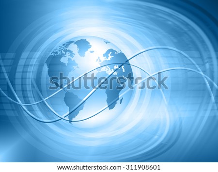 Globe on the technical background of glowing lines show the data on the Internet and various communications. Best Internet Concept of global business