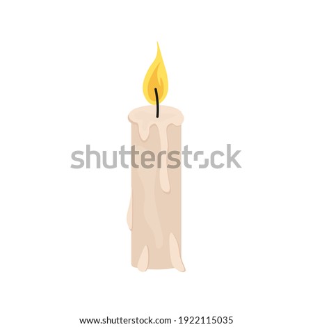 
A lit candle. Wax candle Vector illustration