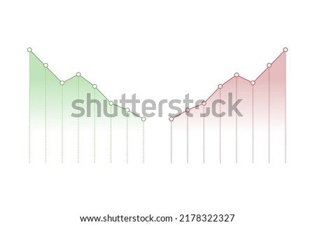 Profit and lost money or budget. Cash and rising graph arrow up, concept of business success.  Vector