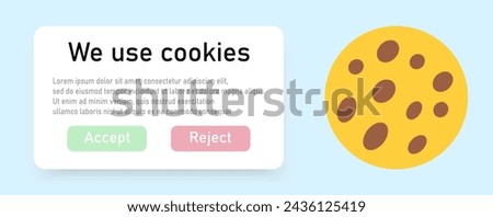 Сookie pop up illustration fo website.Digital Online Presence: Cookie Usage Policy Alert Popup. Cookie Alert Policy Notification Popup