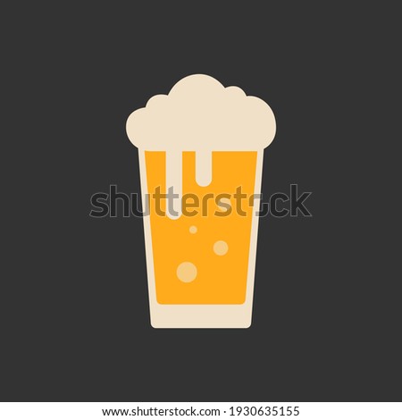 Lager beer icon. Beer symbol in flat style. Glass with beer isolated on dark background. Vector EPS 10