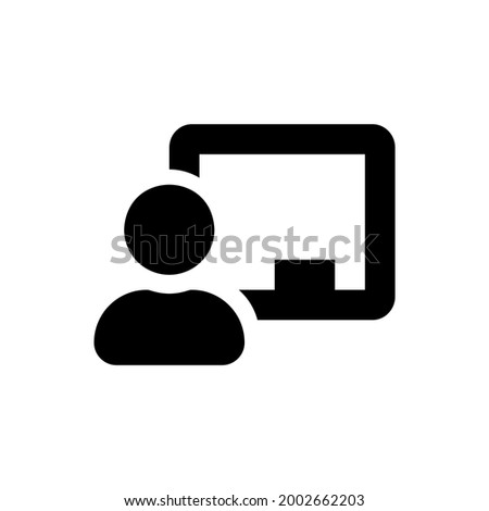 Teacher vector icon. School teacher with chalkboard black symbol isolated Vector illustration EPS 10