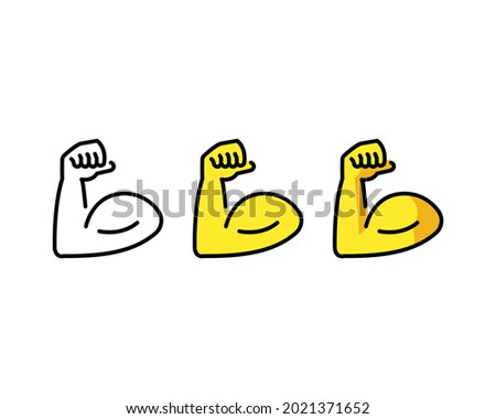 Flexed Biceps Emoji vector icons set. Muscle strength symbols isolated. Vector EPS 10