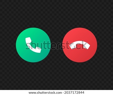 Call and reject the call buttons vector icons. Green yes and red no buttons. Pick up and hang up the phone symbols isolated Vector EPS 10