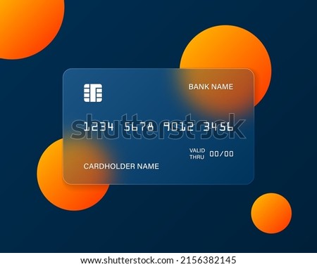 Glassmorphism Banking Card Vector Mockup. Digital Payment Credit Card. Vector illustration EPS 10