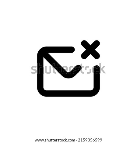 Mail sign with cross. Email concept to cancel or unsubscribe. Delete letter sign. Computer button. Vector EPS 10