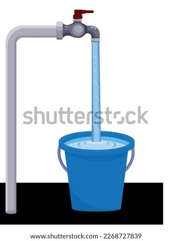 	
vector illustration of The bucket is filled with water. 