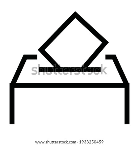Flat vector illustration of a logo icon design inserting a vote into the ballot box. black and white editable line style. 4000 x 4000 pixel perfect.