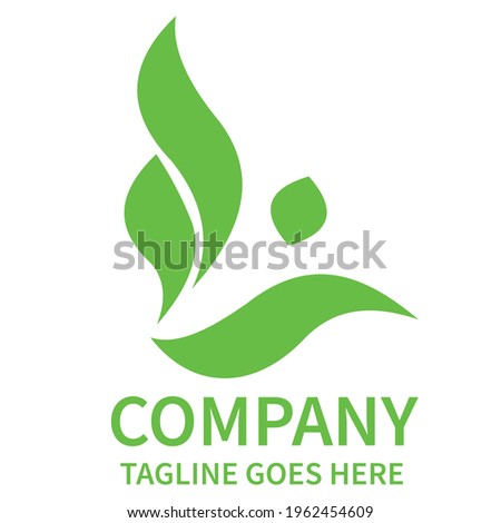 Vector illustration of a leaf abstraction logo template, a human head shaped green letter l. editable.  Foto stock © 
