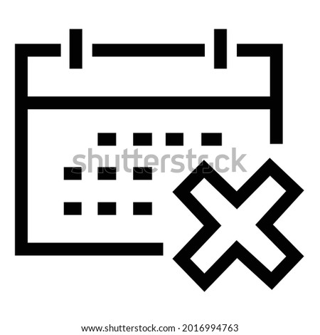 A combination of calendar icons with a cross or X, in a line drawing style, in black and white.