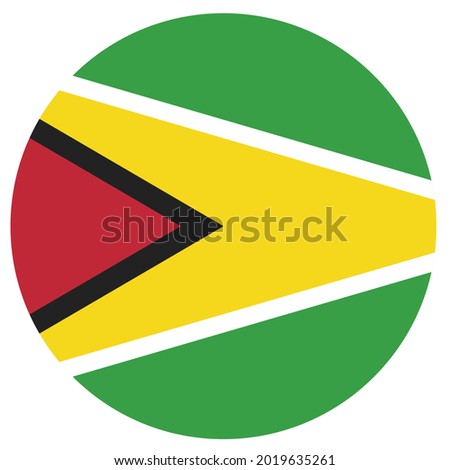 Coloured guyana flag. Vector illustration of circle guyana flag