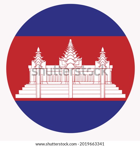 Colored Cambodia flag. Vector illustration of circle Cambodia flag
