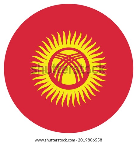 Colored Kyrgyzstan flag. Vector illustration of circle Kyrgyzstan flag