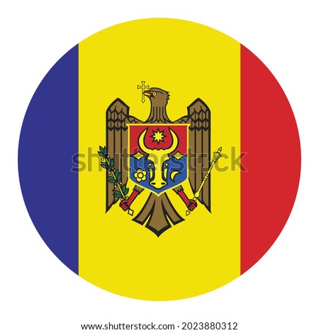 Colored Moldova flag. Vector illustration of circle Moldova flag