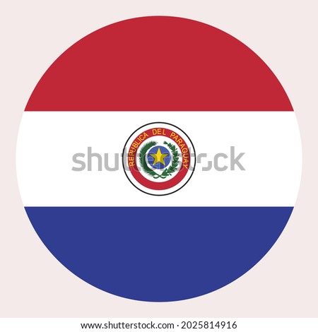 Colored Republic of Paraguay flag. Vector illustration of circle Republic of Paraguay flag