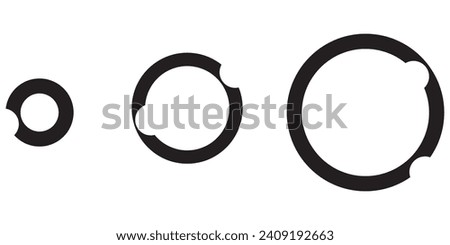 Vector illustration of a circle shape with several holes in the middle and inside, sorted from smallest to largest from left to right