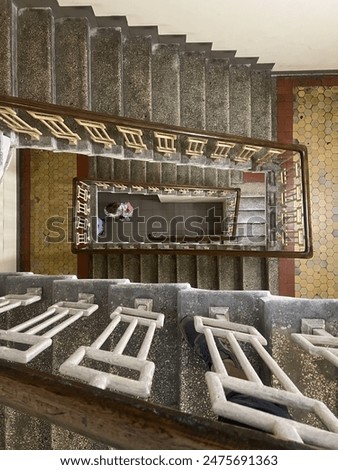 Similar – Image, Stock Photo old staircase / entrance with artistic glass inlays