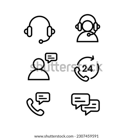 Customer service icon set. Online help support collection icon on white background