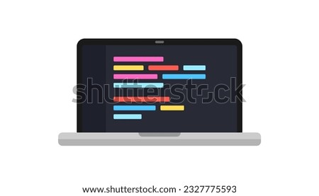 Illustration of colorful lines of code in a text editor on a laptop