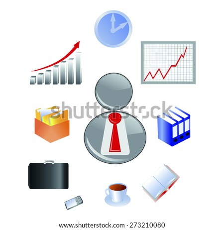 Business negotiations, the schedule of growth of sales, economic justification of a situation, the businessman, the folder with documents, the business sphere, working hours