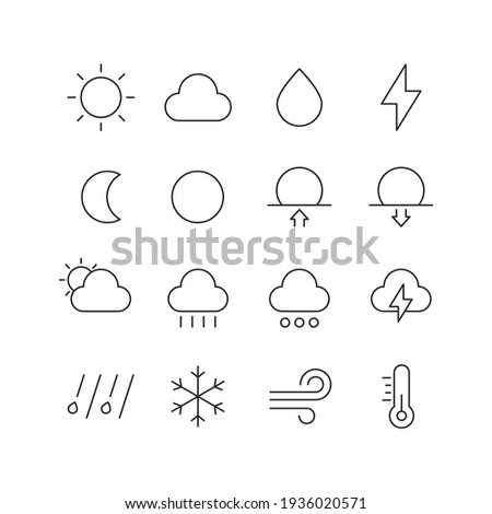 Weather, meteorology icon illustrations set.