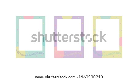 Cute pastel color photo frame frame illustration set.