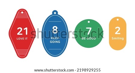 Room key ring illustration set with numbers written on it.