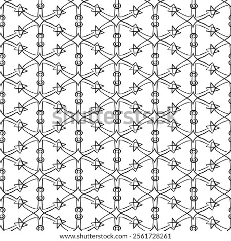 Seamless geometric pattern with anchors in black and white