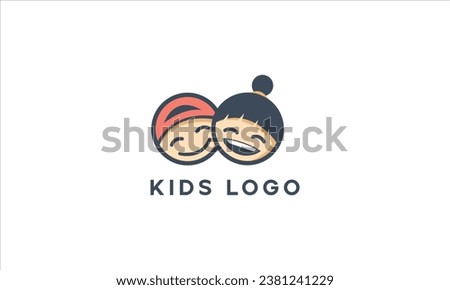 abstract kids vector logo design template