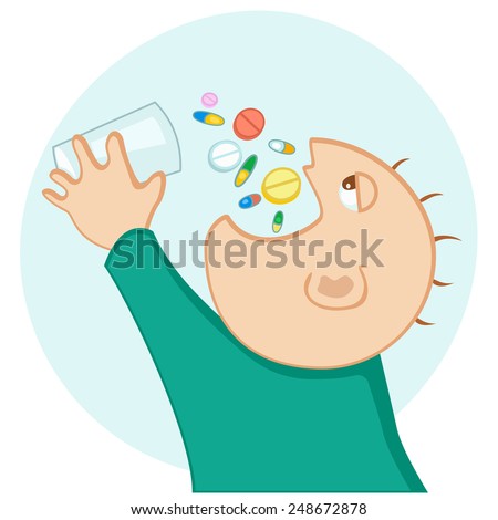 man eating a lot of medication